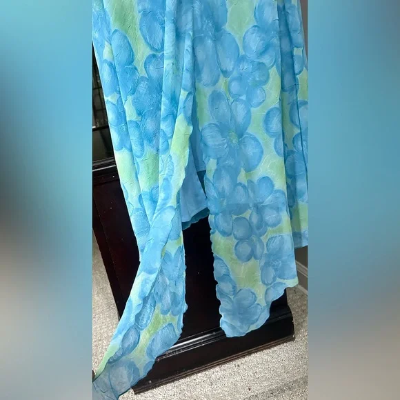 Y2K BE SMART Asymmetric Cowl Slip Maxi Dress Fairy Mermaid Coquette Floral Sz M - Picture 10 of 16